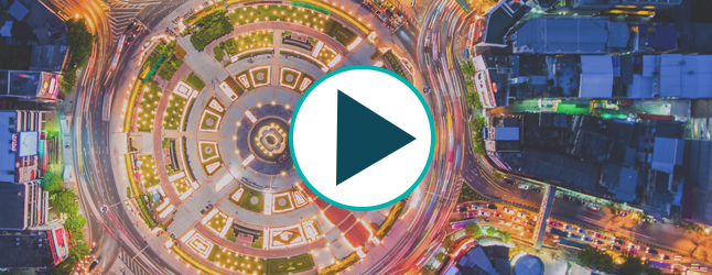 Aerial photograph of busy intersection