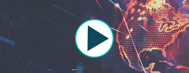 Graphic illustration of planet Earth with a video play button