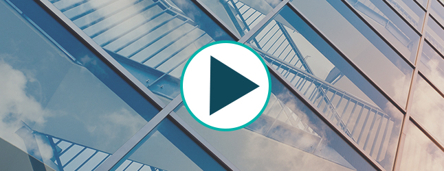Image of office building with video player icon