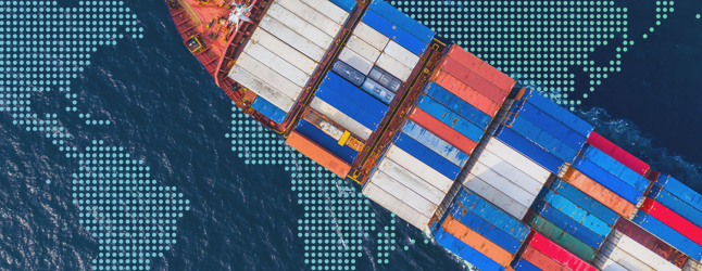 Aerial image of a cargo ship