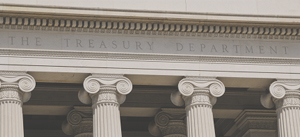 Photography of U.S. Treasury Department building columns
